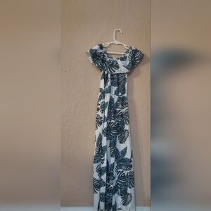 Palm leaf wide leg  jumpsuit for girl size 3xl China size US  size 8/9